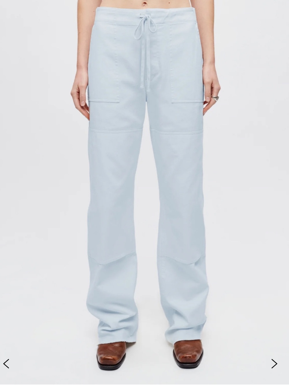 Re/Done Beach Pants 25 Light Blue Wide Leg Cotton